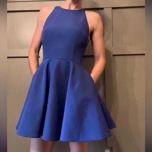 Keepsake the Label Fit & Flare Mini Dress W/ Pockets Cobalt Blue Size Small